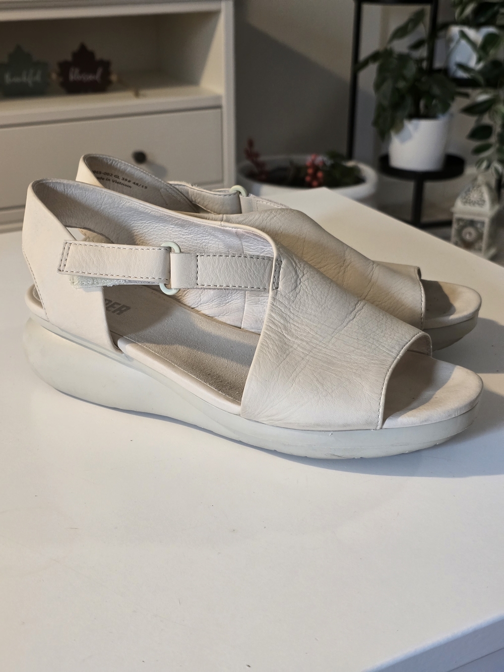 Camper White Women's Platform Leather  Sandal Size 39 - Picture 2 of 11